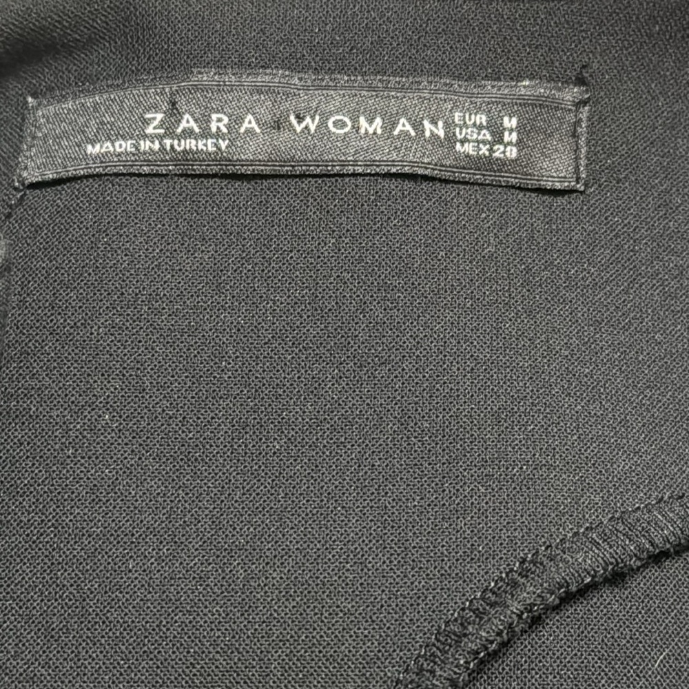ZARA WOMAN Black Solid Classic Shift Dress Mini Midi size M Business Casual Work - Picture 4 of 4